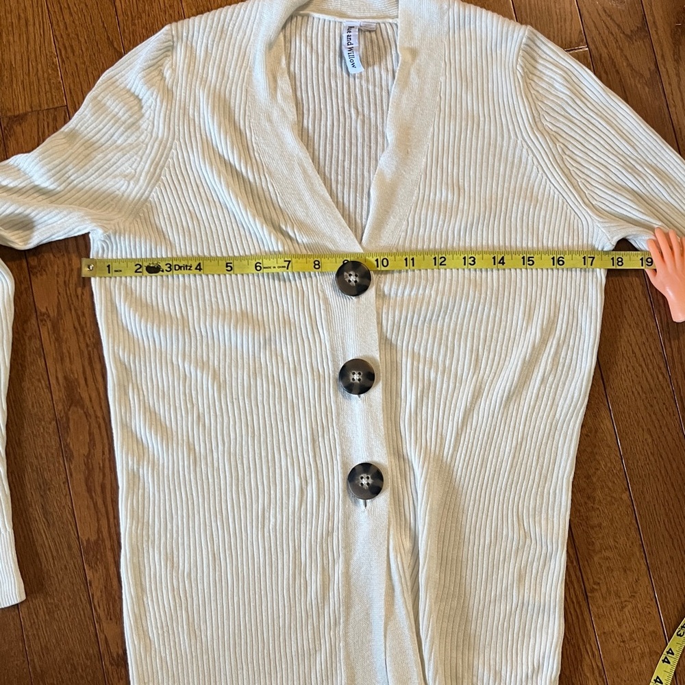 Anthropologie Rue and Willow Cream Ribbed Maxi Cardigan - Picture 7 of 16